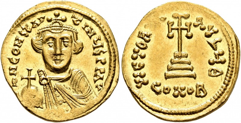 Constans II, 641-668. Solidus (Gold, 20 mm, 4.41 g, 6 h), Constantinopolis, 641-...