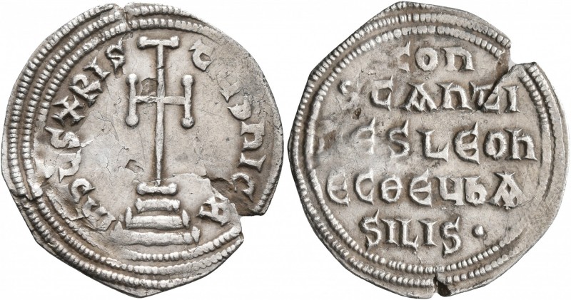 Constantine V Copronymus, with Leo IV, 741-775. Miliaresion (Silver, 24 mm, 2.08...