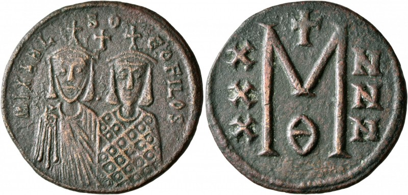 Michael II the Amorian, with Theophilus, 820-829. Follis (Bronze, 29 mm, 7.56 g,...