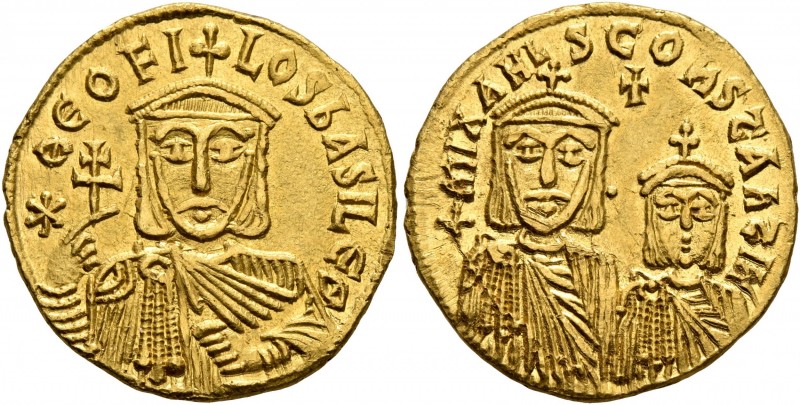 Theophilus, with Constantine and Michael II, 829-842. Solidus (Gold, 20 mm, 4.47...