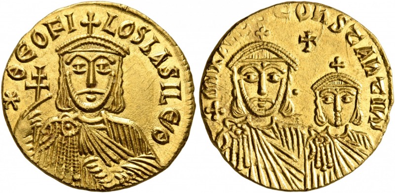 Theophilus, with Constantine and Michael II, 829-842. Solidus (Gold, 19 mm, 4.47...