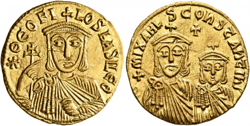 Theophilus, with Constantine and Michael II, 829-842. Solidus (Gold, 20 mm, 4.43...