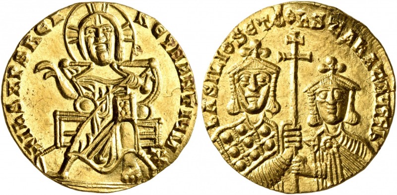 Basil I the Macedonian, with Constantine, 867-886. Solidus (Gold, 19 mm, 4.41 g,...