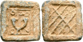 SYRIA. Uncertain. Circa 2nd-1st centuries BC. Weight of 1/8 Mina (Ogdoon) (Lead, 43x44 mm, 88.15 g). OΓΔO/ON Crossed double cornucopiae. Rev. Latticew...