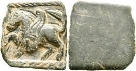 GREEK. Uniface Plaquette (Bronze, 29x29 mm, 11.21 g), circa 3rd century BC to 3 century AD. Pegasos walking left within stylized wreath border. Rev. B...
