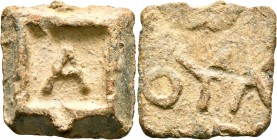 WESTERN ASIA MINOR. Uncertain. Circa 1st-3rd centuries. Weight of 1 Uncia (Lead, 28x28 mm, 27.58 g, 12 h). A. Rev. [...]OYΛ[...]. Cf. Pondera 13147 (d...
