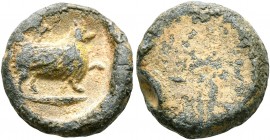 ROMAN. Asia Minor. Uncertain. Seal (Lead, 13 mm, 2.79 g), circa 1st-3rd centuries. Dog standing right, raising his right left forepaw. Very fine.