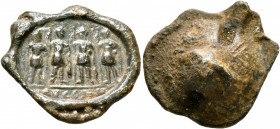 ROMAN. First Tetrarchy, 293-305. Seal (Lead, 19 mm, 6.05 g). AVGG NN ("Our Emperors") The four tetrarchs standing, two on left and two on right, each ...