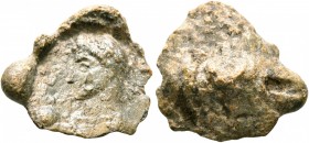 ROMAN. Constantine I (?), 307/310-337. Seal (Lead, 15 mm, 2.46 g). Laureate, draped and cuirassed bust of Constantine I (?) to left, holding Victory o...
