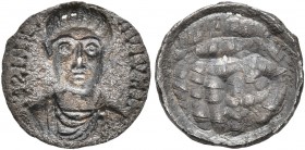 ROMAN. Themisonus (?), 4th century. Disk (Silver, 11 mm, 0.59 g). [TH]EMISO-NE VIVA[S] (retrograde) ('Themisonus, may you live!') Draped, half-length ...