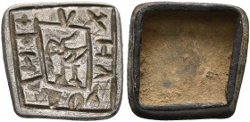 Anna, servant of Christ (?), circa 8th-12th centuries. Intaglio (Silvered bronze, 10x10 mm, 0.68 g), engraved container lid (?). +AHA - ΔOV-ΛH - XV Bi...