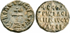 Theodoros, imperial strator, 2nd half 9th-1st half 10th century. Seal (Lead, 16 mm, 4.35 g, 12 h). KЄ ROHΘ TⲰ CⲰ Δ૪ΛⲰ ("Lord, help your servant") Patr...