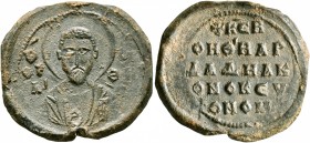Bardas, diakonos and oikonomos, 2nd half of 10th-1st half of 11th century. Seal (Lead, 24 mm, 5.45 g, 12 h). Θ / ЄI/Λ,-Є[V]/Θ, Facing nimbate bust of ...