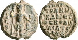 Philaretos Brachamios, protokouropalates and domestikos of the scholai of the east, circa 1070-1080. Seal (Lead, 25 mm, 13.17 g, 1 h). On the left, O ...