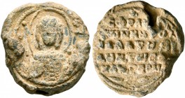 Konstantinos Senacherim, kouropalates and doux, circa 1070-1090. Seal (Lead, 18 mm, 7.26 g, 12 h). M/I-X/A Nimbate facing bust of St. Michael, wearing...