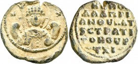 David Bourtzes, patrikios anthypatos and strategos, 11th century. Seal (Lead, 25 mm, 11.79 g, 12 h). M/I-X/A Nimbate facing bust of St. Michael, weari...