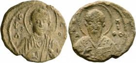 Anonymous, 11th century. Seal (Lead, 20 mm, 5.40 g, 12 h). Θ / ΦI/Λ,-Π/OC Nimbate facing bust of Saint Philippos, raising his right hand in benedictio...