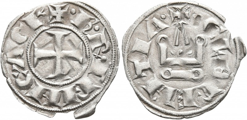 CRUSADERS. Principality of Achaea. Charles I de Anjou, 1278-1285. Denier (Silver...