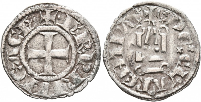 CRUSADERS. Principality of Achaea. Charles II de Anjou, 1285-1289. Denier (Silve...