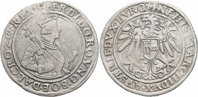 AUSTRIA. Holy Roman Empire. Ferdinand I, 1526-1564. Halbtaler (Silver, 35 mm, 13.83 g, 10 h), Hall. ✠FERD:D:G:RO•VNG•BOE•DAI•CRO•Z:REX Crowned and cui...