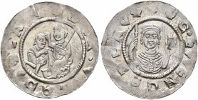BOHEMIA. Vladislav I, 1109-1118 and 1120-1125. Denar (Silver, 17 mm, 0.73 g, 3 h), Praha (Prague). ✠DVX•VVLADISLAVS Vladislav enthroned left, holding ...