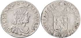 FRANCE, Provincial. Orange. Guillaume-Henri de Nassau, 1650-1702. 1/12 d'écu (Silver, 21 mm, 2.08 g, 6 h), 1658. GVIL•HENR•D G•PRIN•AVRIA• Draped bust...