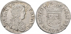 FRANCE, Provincial. Orange. Guillaume-Henri de Nassau, 1650-1702. 1/12 d'écu (Silver, 21 mm, 1.91 g, 7 h), 1666. GVIL•HNR•D G•PRI•AVR• Draped bust of ...
