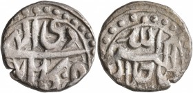 INDIA, Mughal Empire. Jalal al-Din Muhammad Akbar, 1556-1605. 1/2 Rupee (Silver, 17 mm, 5.60 g, 12 h), Kabul, Year 47. KM-66.2. Nicely toned. Test cut...