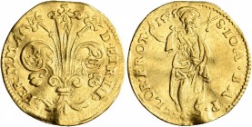 ITALY. Firenze. Ferdinando I de’Medici, 1587-1608. Ducato Gigliato (Gold, 21 mm, 3.45 g, 12 h), 1595. •FER•M•M•MAG - D•ETR•III• Lis. Rev. •FLOR•PROT•1...