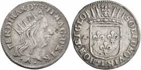 ITALY. Livorno. Ferdinando II de' Medici, 1621-1670. Luigino (Silver, 20 mm, 2.10 g, 6 h). FERDINANDVS•II•MAG•D•ETR•V• Radiate head of Ferdinando II t...