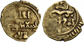 ITALY. Sicilia (Regno). Ruggero II, conte, 1105-1130. Tarì (Gold, 12 mm, 1.00 g, 6 h), without mint and date. 'La ilaha illallah wahdahu la sharik lah...