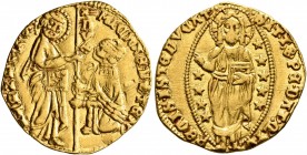 ITALY. Venezia (Venice). Michele Steno, 1400-1413. Ducat (Gold, 20 mm, 3.40 g, 4 h). St. Mark standing right, presenting banner to Doge kneeling left....
