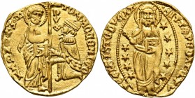 ITALY. Venezia (Venice). Tommaso Mocenigo, 1413-1423. Ducat (Gold, 20 mm, 3.44 g, 8 h). St. Mark standing right, presenting banner to Doge kneeling le...