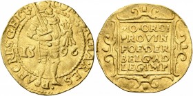 LOW COUNTRIES. Verenigde Nederlanden (United Netherlands). 1581-1795. Ducat (Gold, 22 mm, 3.50 g, 4 h), Gelderland, 1596. CONCORDIA•RES•P•AR•GRES•GEL ...