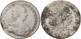 LOW COUNTRIES. Oostenrijkse Nederlanden (Austrian Netherlands). Maria Theresia, 1740-1780. 1/2 Ducaton (Silver, 34 mm, 16.58 g, 5 h), Antwerp, 1753. M...