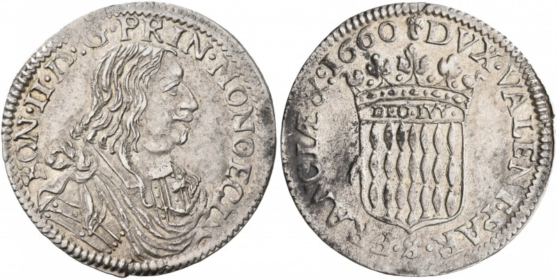 MONACO. Honoré II, 1604-1662. 1/12 d'écu (Silver, 21 mm, 1.76 g, 4 h). HON•II•D:...