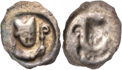 SWITZERLAND. Basel, Bistum. Heinrich IV. von Isny, 1275-1286. Runder Pfennig (Silver, 16 mm, 0.18 g, 12 h). Facing bust, wearing miter and holding epi...