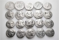 A lot containing 20 silver coins. All: Alexander III 'the Great' Tetradrachms, some with countermarks. Fine to very fine. LOT SOLD AS IS, NO RETURNS. ...
