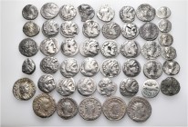 A lot containing 45 silver coins. Includes: Greek, Roman Provincial and Roman Imperial. Nearly fine to nearly very fine. LOT SOLD AS IS, NO RETURNS. 4...