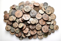 A lot containing 163 bronze coins. Includes: Greek, Roman Provincial, Roman Imperial and Byzantine. Fine to very fine. LOT SOLD AS IS, NO RETURNS. 163...