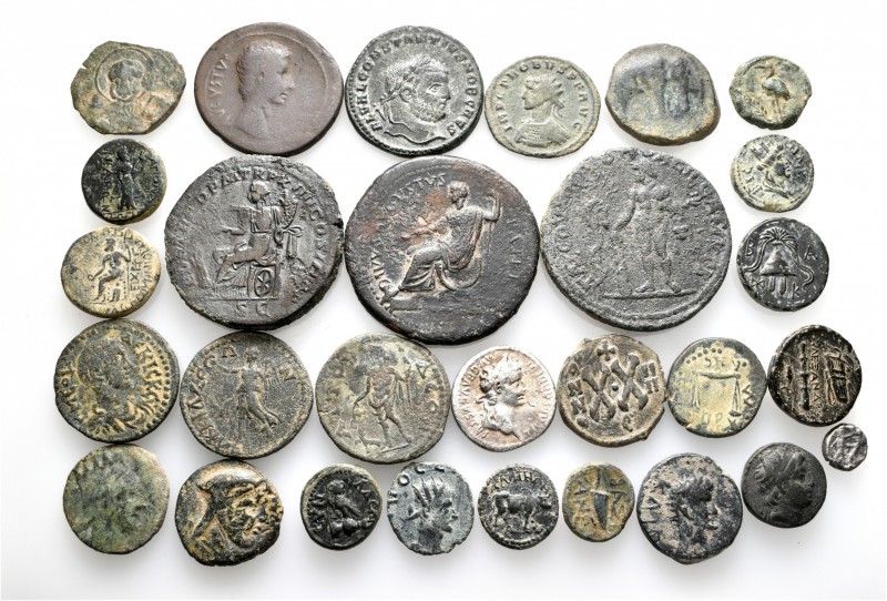 A lot containing 2 silver and 27 bronze coins. Includes: Greek, Roman Provincial...