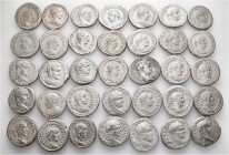 A lot containing 35 silver coins. All: Roman Provincial. About very fine to good very fine. LOT SOLD AS IS, NO RETURNS. 35 coins in lot.