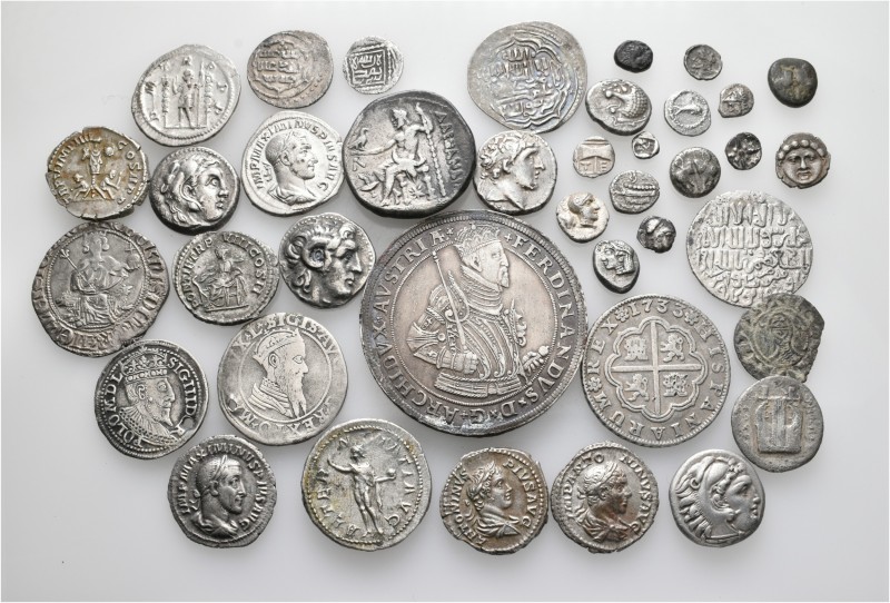 A lot containing 39 silver coins. Includes: Greek, Roman Provincial, Roman Imper...