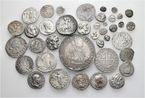 A lot containing 39 silver coins. Includes: Greek, Roman Provincial, Roman Imperial, Byzantine, early Medieval and Islamic. Fine to good very fine. LO...