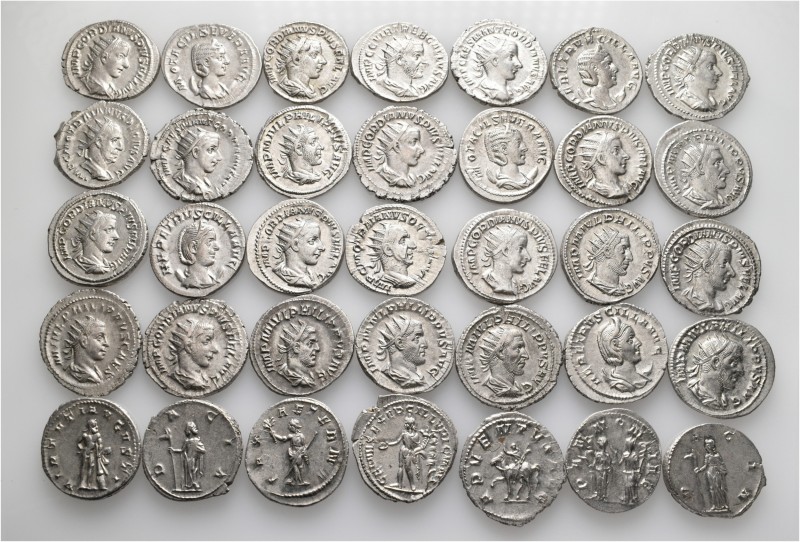 A lot containing 35 silver coins. Including: Antoniniani of Gordian III (13), Ph...