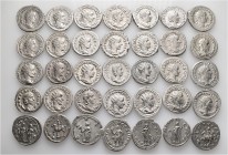 A lot containing 35 silver coins. Including: Antoniniani of Gordian III (13), Philip I (7), Otacilia Severa (2), Philip II (2), Trajan Decius (8), Her...