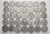 A lot containing 35 silver coins. Including: Antoniniani of Gordian III (13), Philip I (7), Otacilia Severa (2), Philip II (2), Trajan Decius (8), Her...