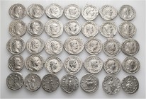 A lot containing 35 silver coins. Including: Antoniniani of Gordian III (13), Philip I (6), Otacilia Severa (2), Philip II (2), Trajan Decius (8), Her...