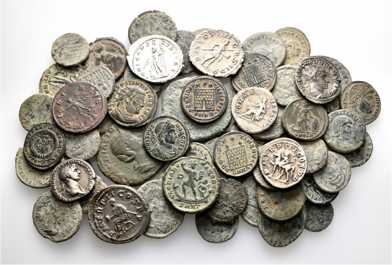 A lot containing 7 silver and 55 bronze coins. All: Roman Imperial. Fair to abou...