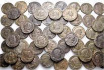 A lot containing 56 bronze coins. All: First Tetrarchy Folles from Treveri. Very fine to good very fine. LOT SOLD AS IS, NO RETURNS. 56 coins in lot....